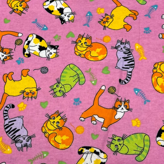 Feldman Pink Cats Cotton Flannel